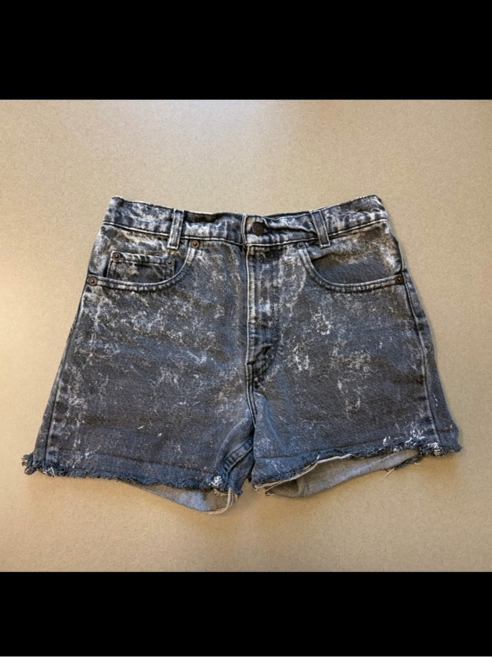 Levi's Black Acid-Wash High-Rise Denim Shorts